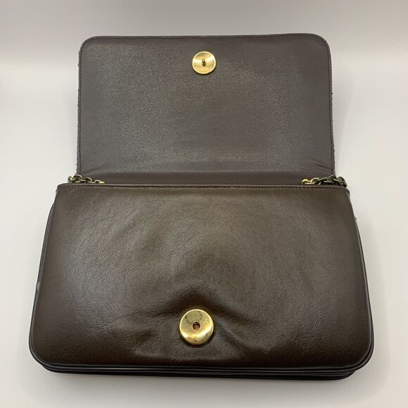 Vintage Reptile Snake Purse Brown Crossbody Chain Animal Glam Retro Exotic - Picture 6 of 9